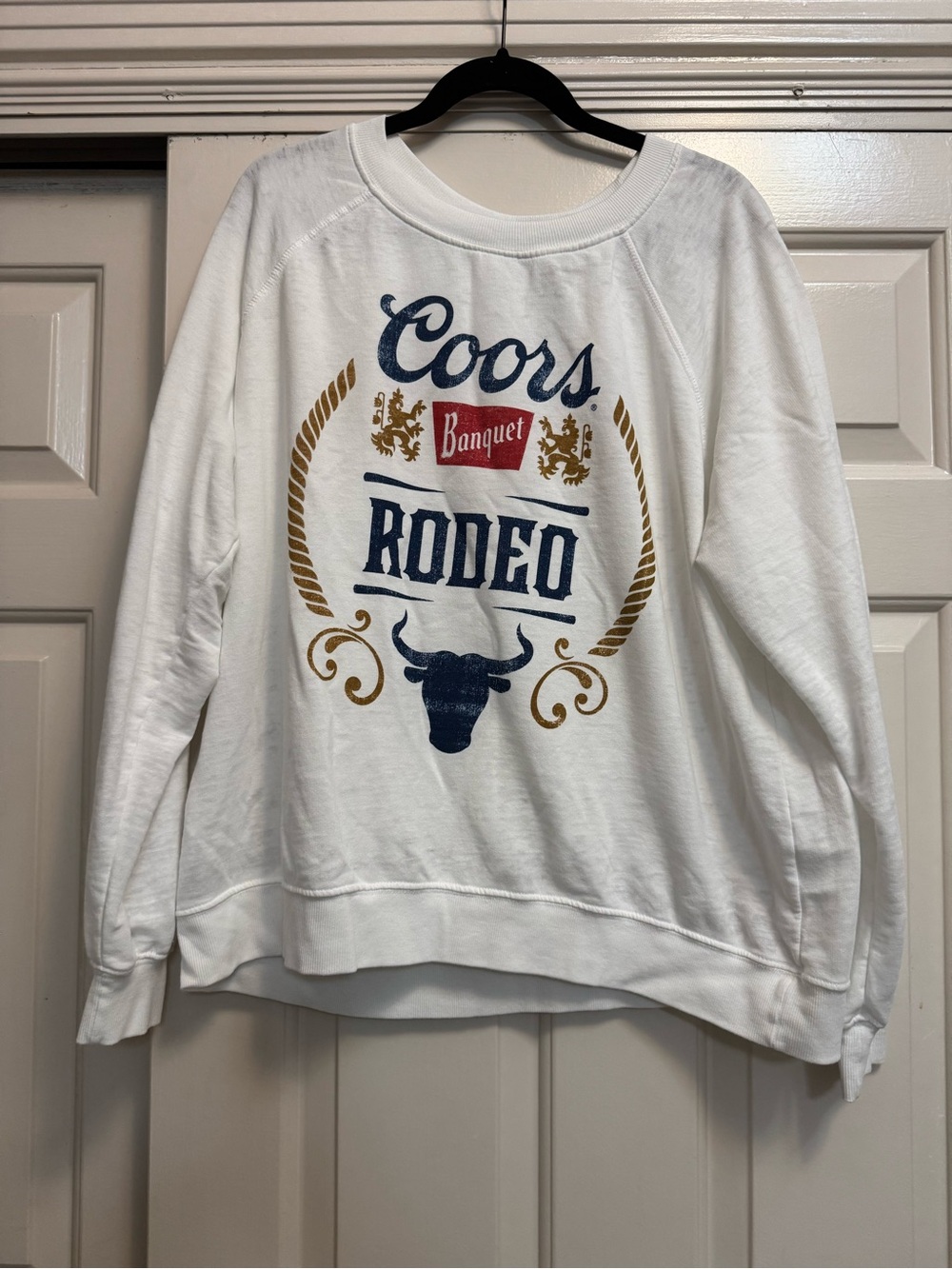 Recycled Karma White Coors Rodeo Graphic Crewneck